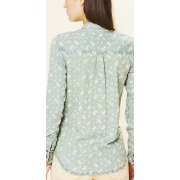 Free People Hillside Chambray Pintuck Bib button down shirt Size XS - Picture 2 of 13